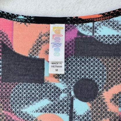 LulaRoe Top Women Sz M Cross Stitch Multicolor short sleeve scoop neck