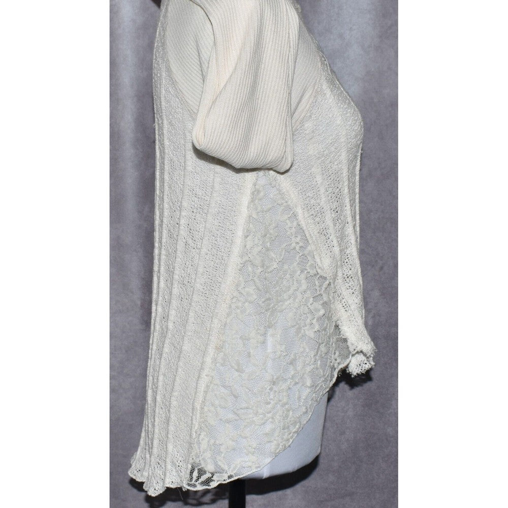 Almost Famous Cream Crochet and knit Boho Sweater Vintage - Size Small
