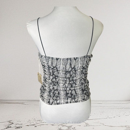 Active USA Crop Top Sz L NWT Mesh Snake Print Spaghetti Straps Elastic Stretch