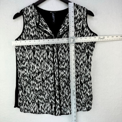 Rendezvous Women Top Sz S Sleeveless black and white contrast trim solid black