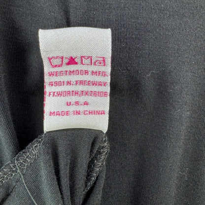 Panhandle Tee Women Sz S Black with metallic print V-Neck Dolman sleeve