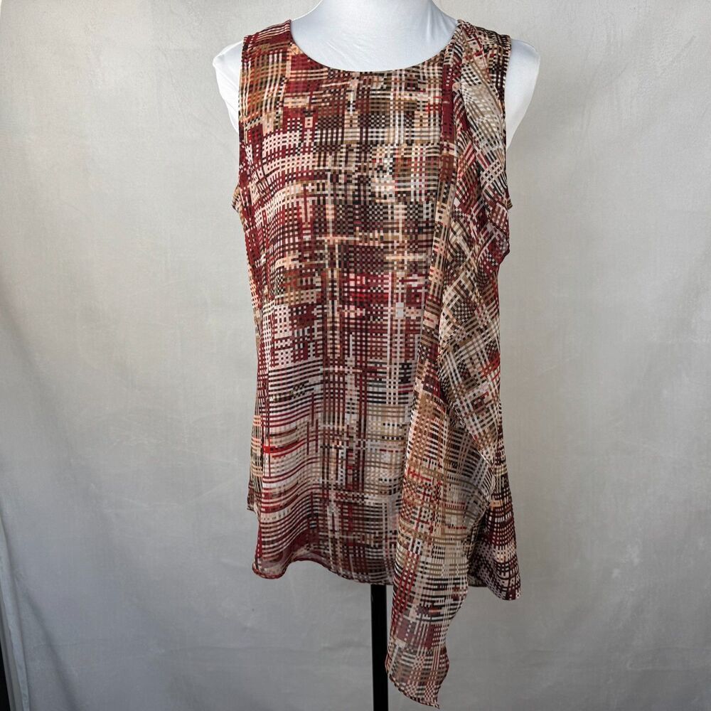 White House Black Market Sz S Geometric Print Asymmetrical Keyhole Sleeveless