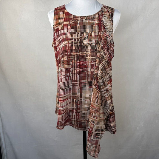 White House Black Market Sz S Geometric Print Asymmetrical Keyhole Sleeveless