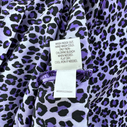Dana Buchman Top Women Sz L Purple animal print sleeveless slight V-Neck clasp