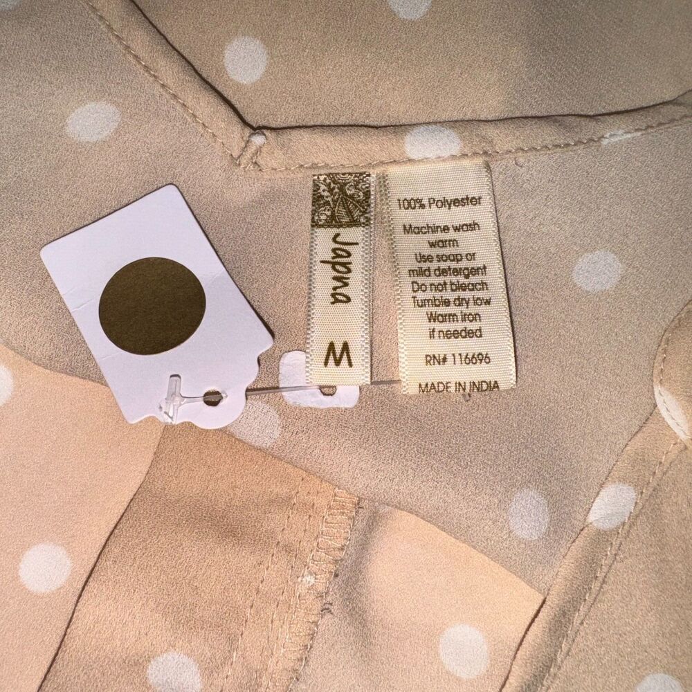 Japna Ladies Camisole Size M Beige Polka dots Button Front V Neck