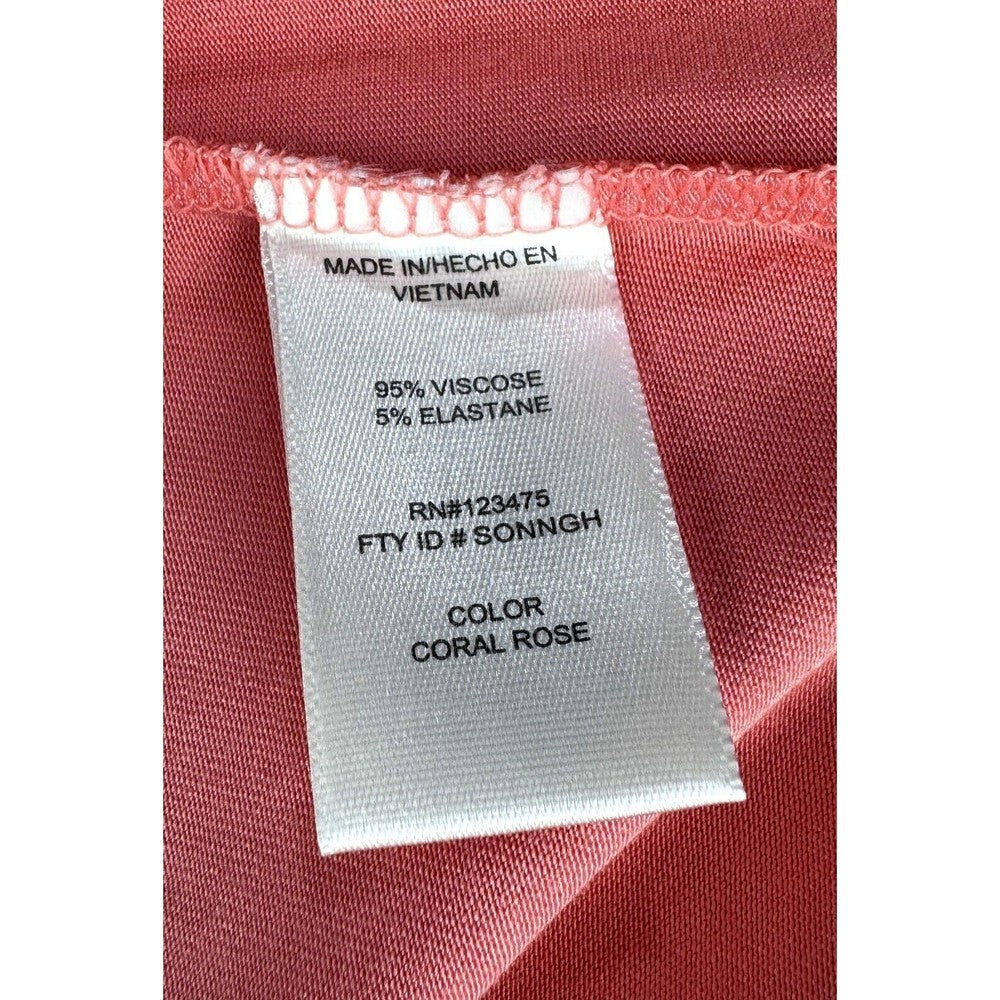 Ellen Tracy Top Sx XXL Coral Soft Knit Tunic Crew Neck Short Sleeves