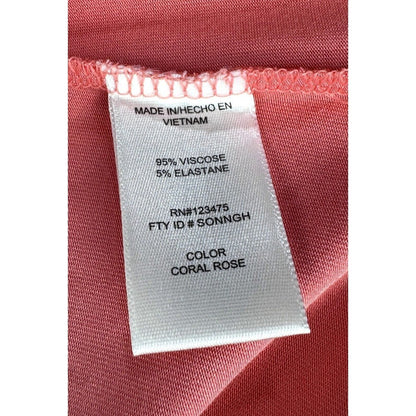 Ellen Tracy Top Sx XXL Coral Soft Knit Tunic Crew Neck Short Sleeves