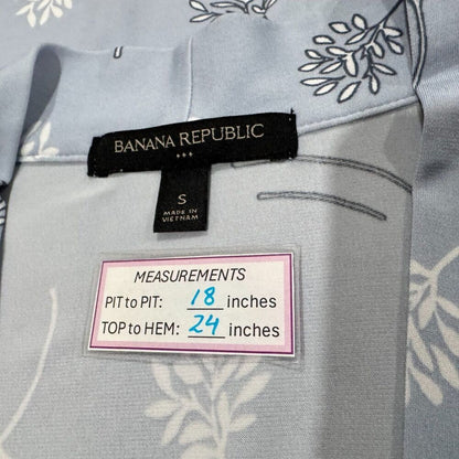 Banana Republic Top Sz S Blue Floral V-Neck Stretch Sleeveless Tie Front