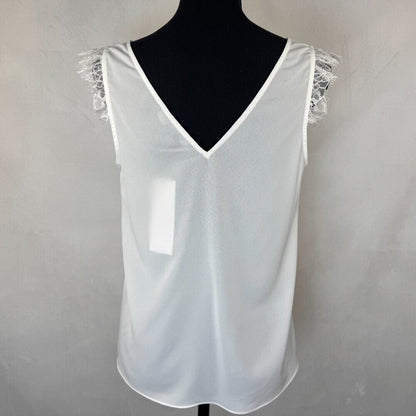 French Connection 72NAR Women Sz S Tank Blouse VNeck Lace Trim Sleeveless NWT