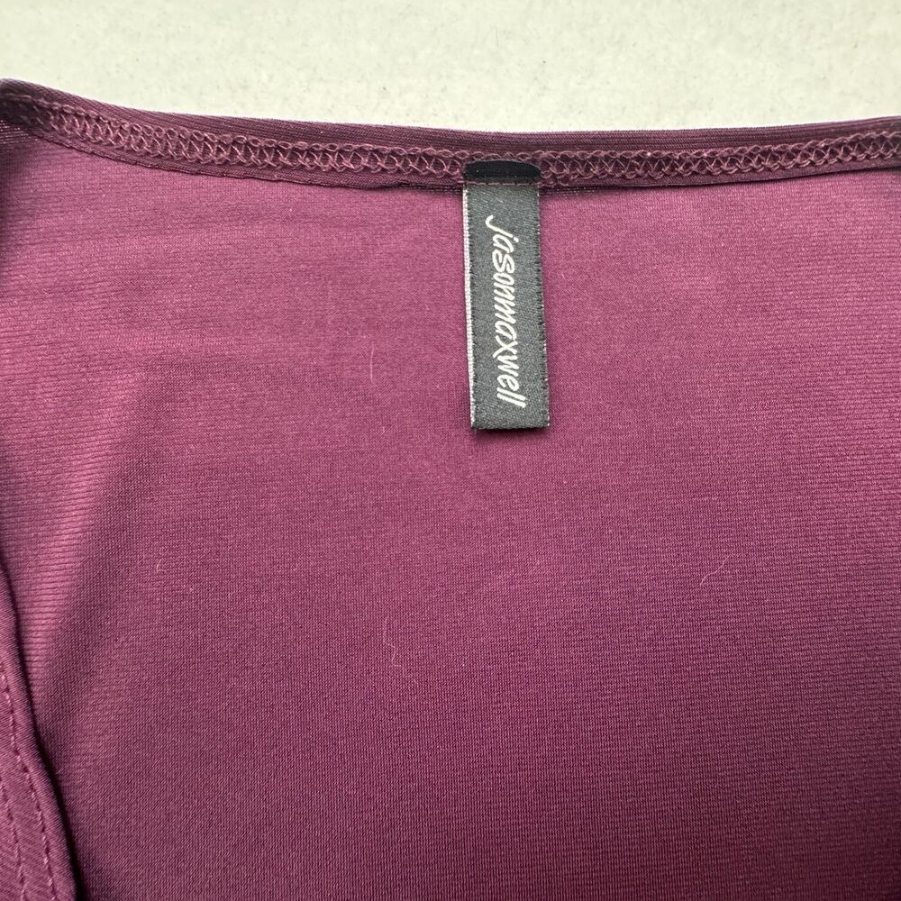 Jason Maxwell Blouse Sz M Purple Surplice Round Neck Short Sleeve Decor Buckle