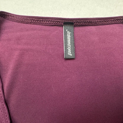 Jason Maxwell Blouse Sz M Purple Surplice Round Neck Short Sleeve Decor Buckle