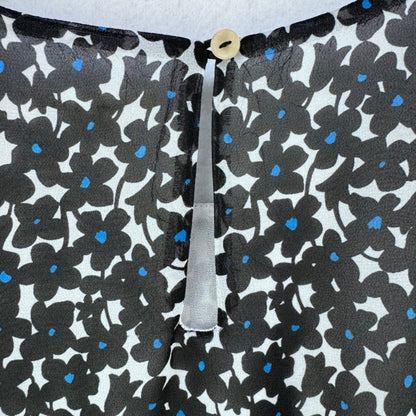Max Studio Tunic Women Sz Medium sleeveless round neck light gray black flowers