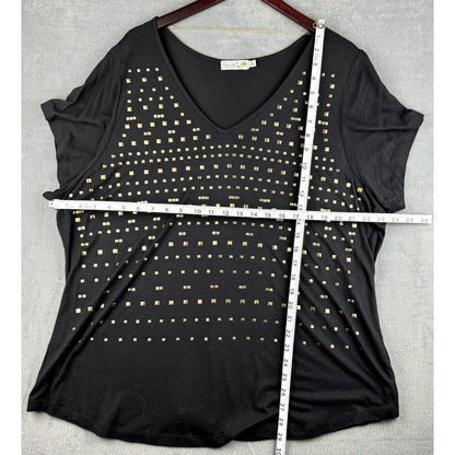 Unity World Wear Woman Black top with bronze embellishment Size 2X