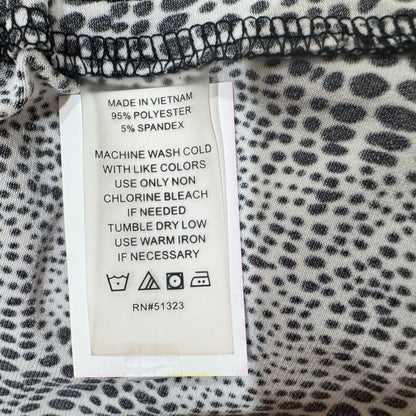 Vince Camuto Top Sz S VNeck Sleeveless White Black Print Pullover Side Ruching
