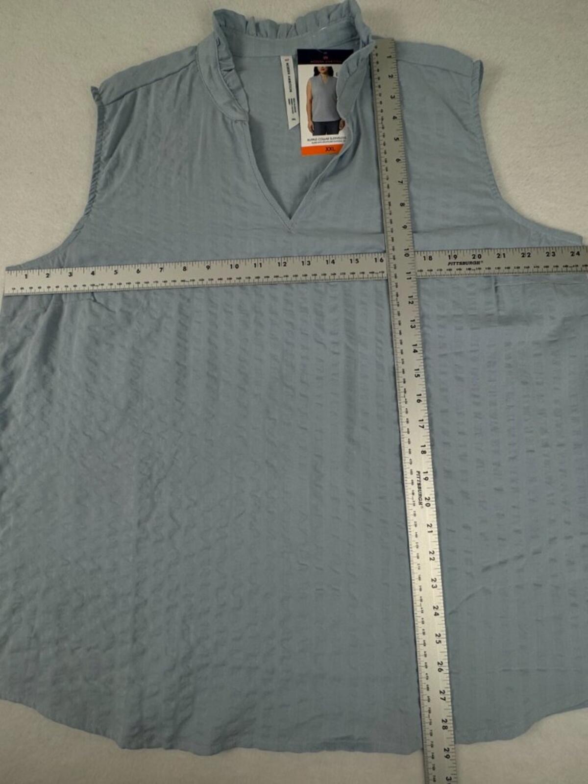 NWT Modern Ambition Blue Sleeveless Textured Blouse XXL B2254