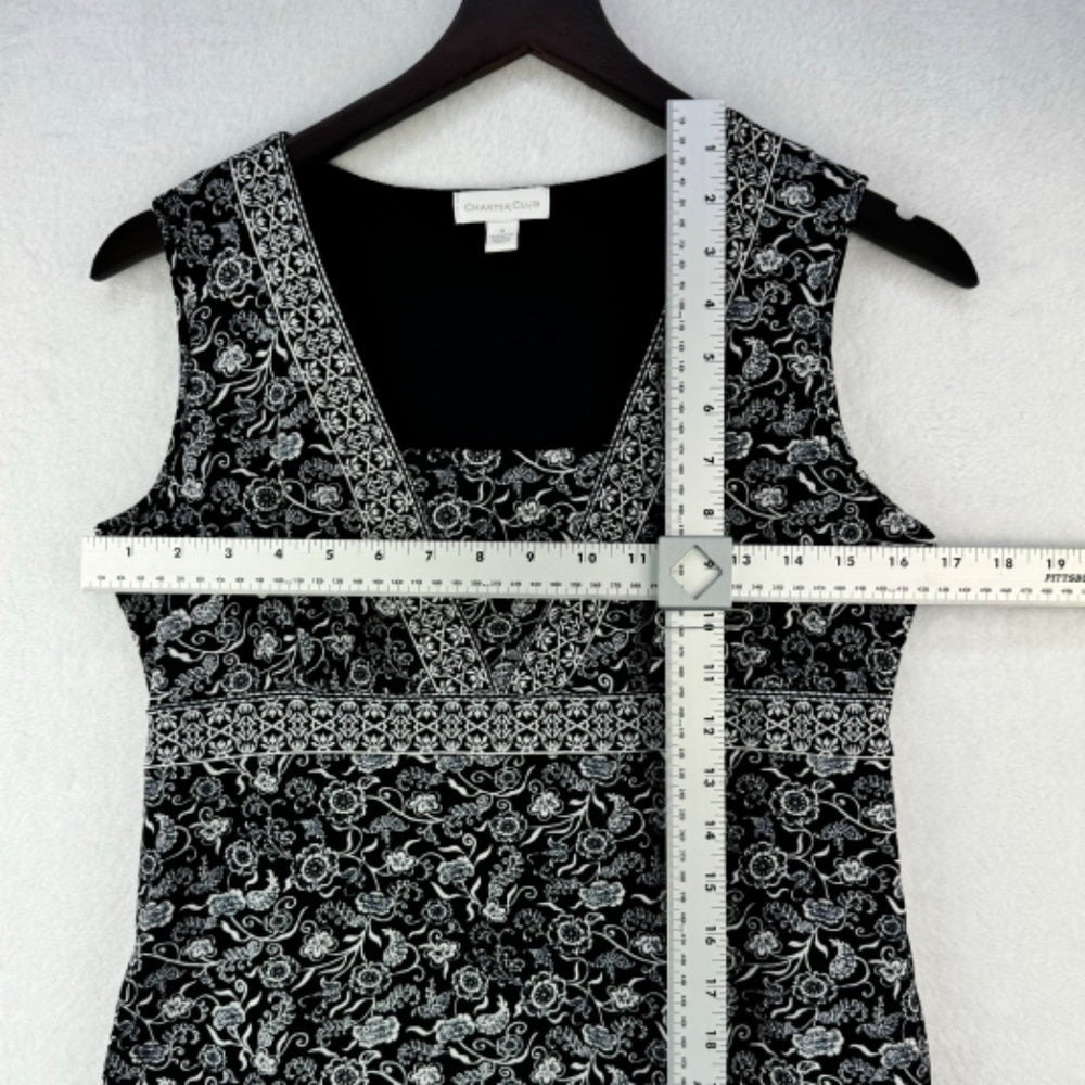 Charter Club Women Top Sz S Navy floral print v-neck sleeveless