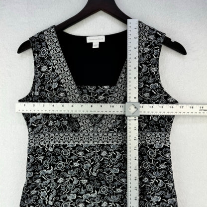 Charter Club Women Top Sz S Navy floral print v-neck sleeveless