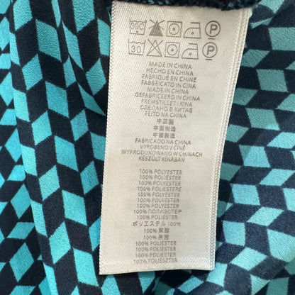 Michael Kors Blouse Sz 6 Black & Green Round Neck Hidden Buttons Sleeveless