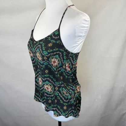 Hollister Crop Top Sz XS Black Green Smocked Sleeveless Strapped
