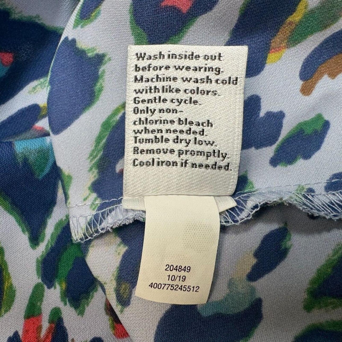 Nine West Women Sz S Camisole Tank Top Blue Animal Print Cowl Front Neck