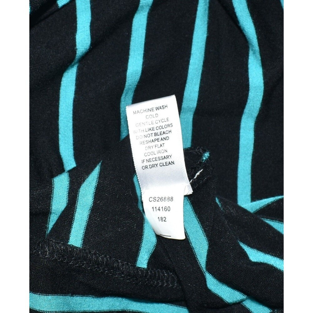 Cable & Gauge Top Sz M Striped Black Green Open Shoulder Knit