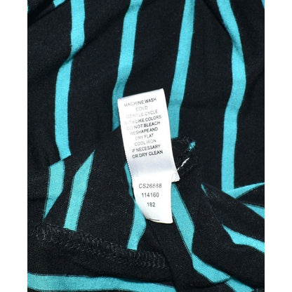 Cable & Gauge Top Sz M Striped Black Green Open Shoulder Knit