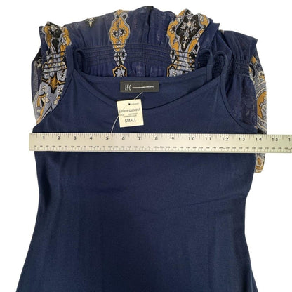 INC International Concepts S Blue Mesh Tunic Top NWT 2 Pc Lined Batwing Boho