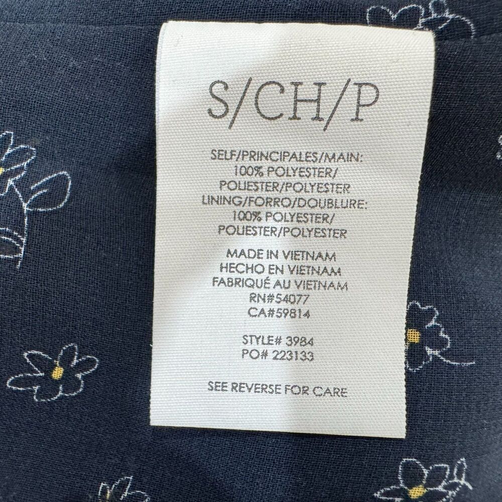 Cabi Sheer Top Sz S Navy Blue Floral V Neck Sleeveless Blouse layered