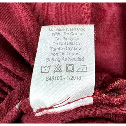 Tempted Los Angeles Women Blouse Burgundy with Gray Triangles V-Neck Zipper Sz M