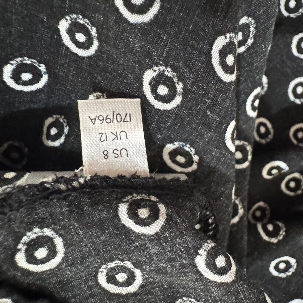 Anthropologie Maeve Women Tank Top Sz 8 Black White Circle Dots Viscose