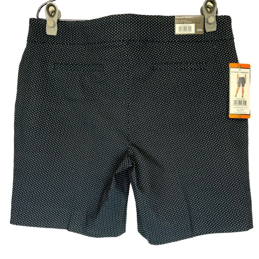 Hilary Radley Women's Bermuda Shorts Size XXL NWT Navy White Polka Dot Stretch