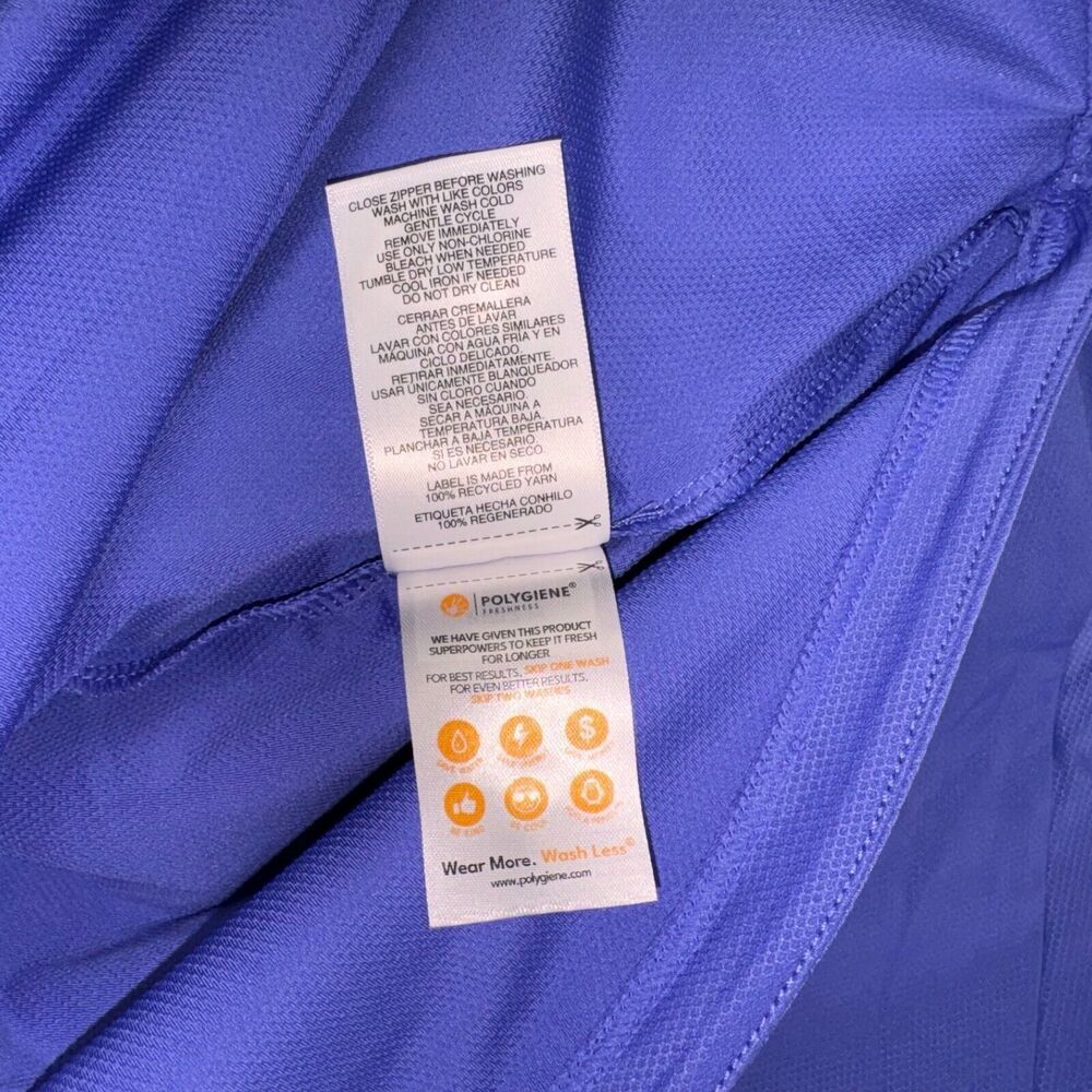 Mondetta Polo Sz L Women's Active Blue Purple 1/4-Zip Short Sleeve Mesh Shirt