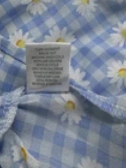 Crave Fame Blouse Women Sz L Style Peri Combo Light Blue Plaid Floral NWT