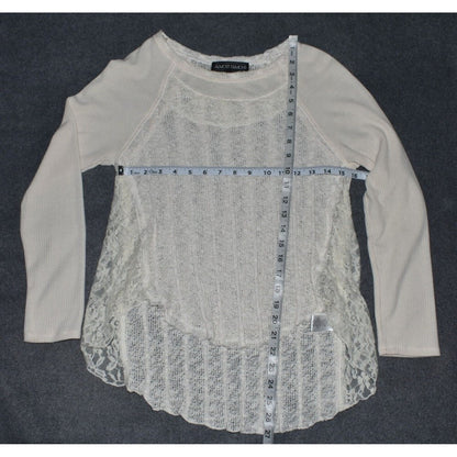 Almost Famous Cream Crochet and knit Boho Sweater Vintage - Size Small