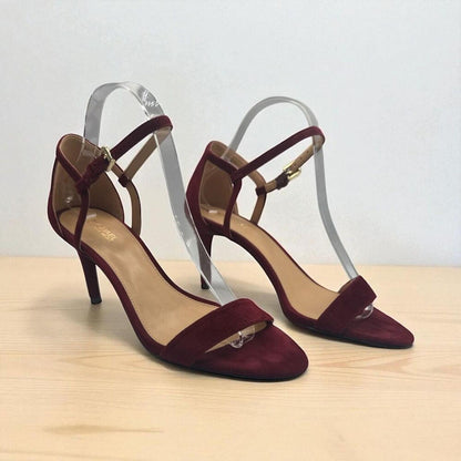 Michael Kors Sz 8.5 Red Suede Stiletto Sandals Strappy High Heel Dressy