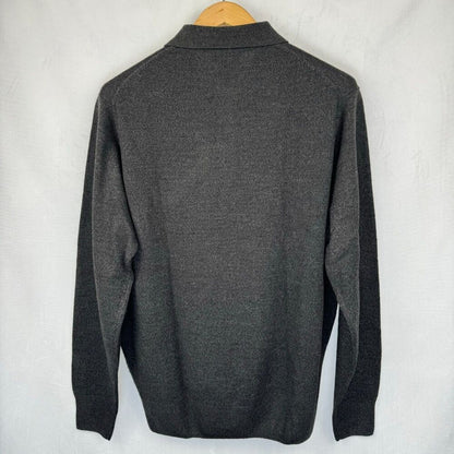 Vtg Dockers Men Sz L Sweater Charcoal Polo Long Sleeve Argyle Blue Beige Henley