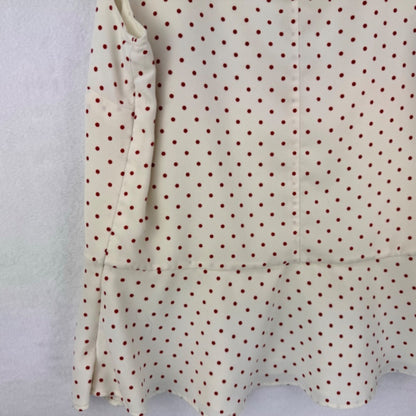 Talbots Ladies Top Sz 8 Sleeveless Cream and Red Polka Dots peplum side zipper