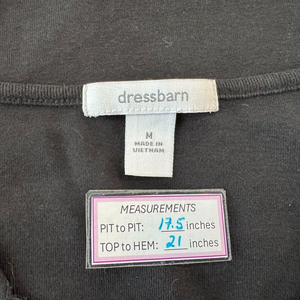 Dressbarn Women Sz M Black Cotton Knit Sequined VNeck Beaded Sleeveless