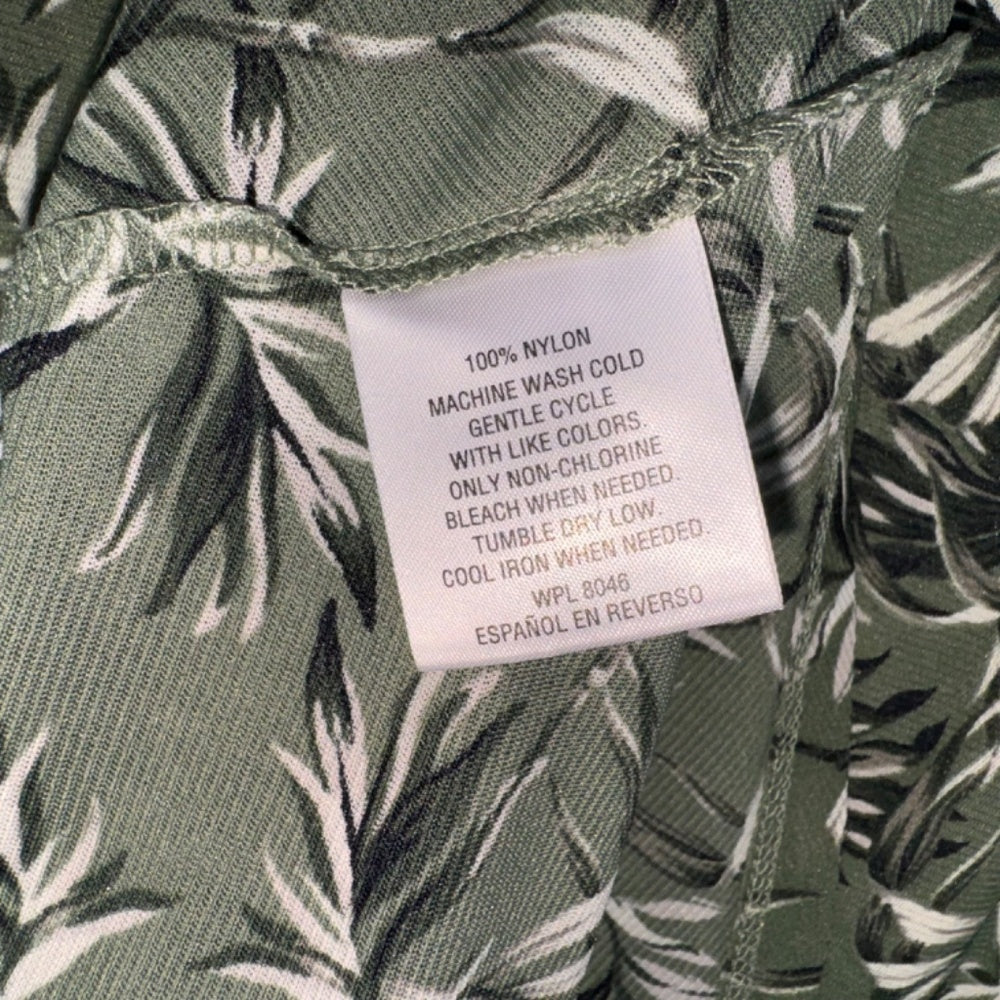 Style & Co Blouse Sz PS Green Tropical floral print Tie in front peplum