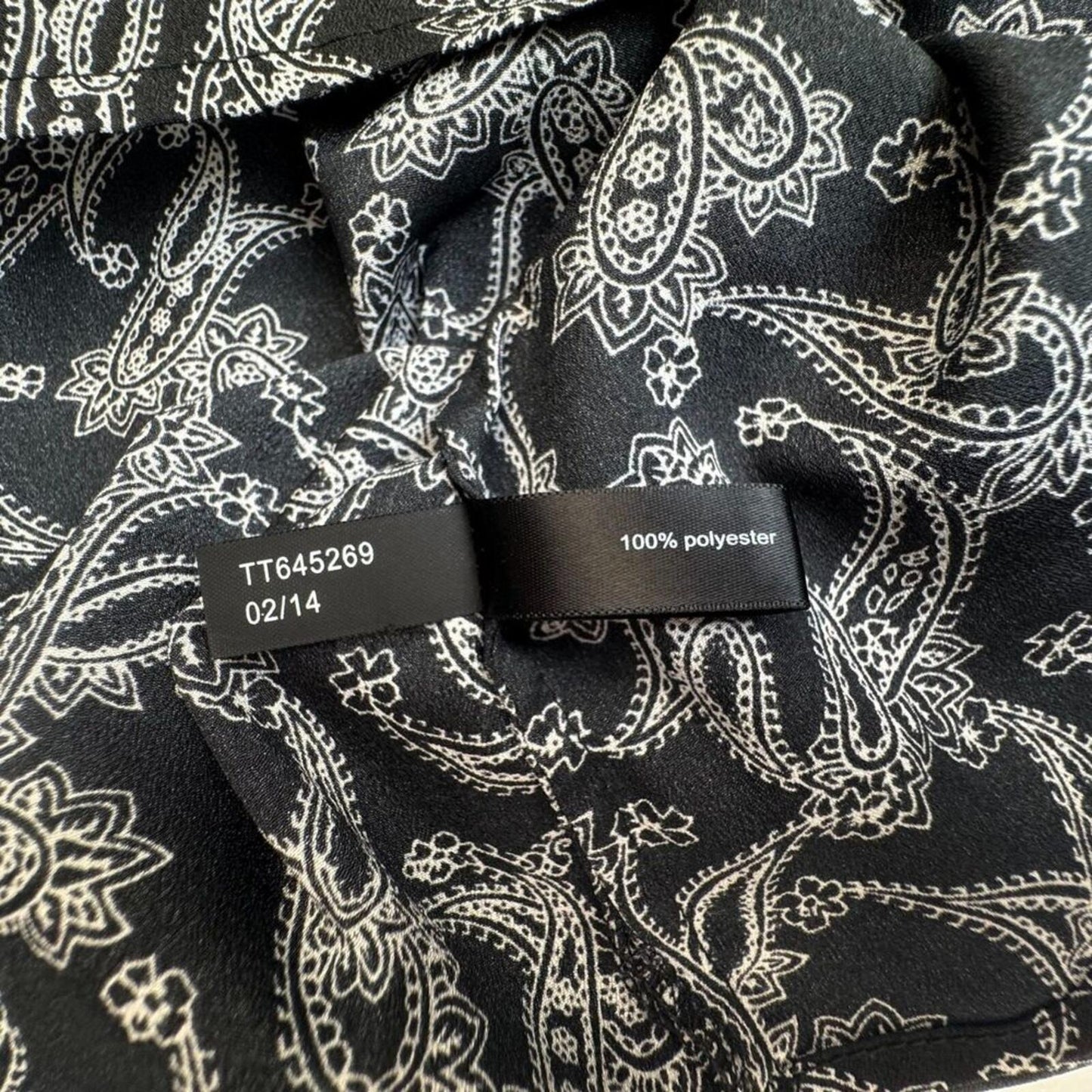 The Limited Women Top Sz XS Black White Paisley Print Round Neck Cap Sleeves