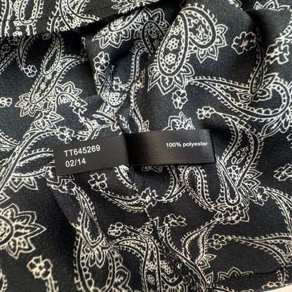 The Limited Women Top Sz XS Black White Paisley Print Round Neck Cap Sleeves