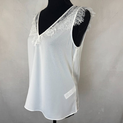 French Connection 72NAR Women Sz S Tank Blouse VNeck Lace Trim Sleeveless NWT