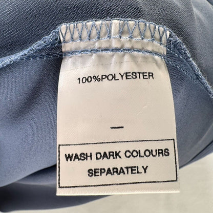 Aokosor Blouse Sz 2XL Light Blue VNeck front pleat Swiss Dot PomPom Short Sleeve