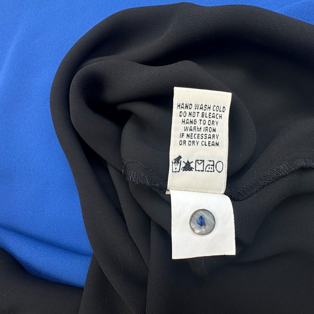 StudioM Top Sz XS Layered Royal Blue Black Asymmetrical Round Neck Sleeveless