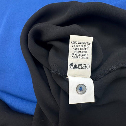 StudioM Top Sz XS Layered Royal Blue Black Asymmetrical Round Neck Sleeveless