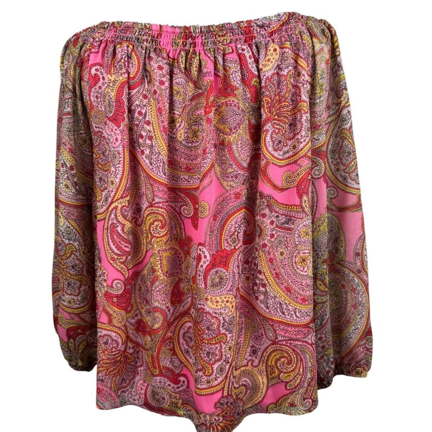 Tommy Hilfiger Women's Blouse Sz M Chiffon Lined Paisley Long Sleeves