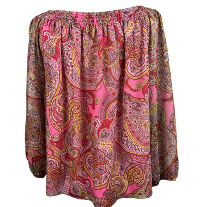 Tommy Hilfiger Women's Blouse Sz M Chiffon Lined Paisley Long Sleeves