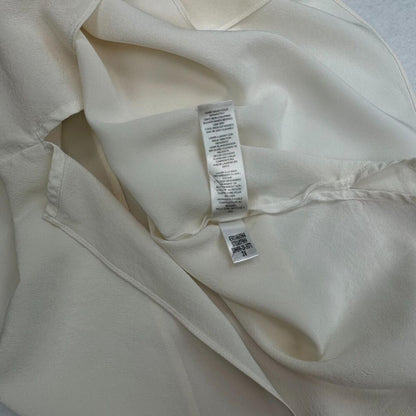 White House Black Market Top Sz S 100% Silk Chiffon Cream Flutter Sleeve