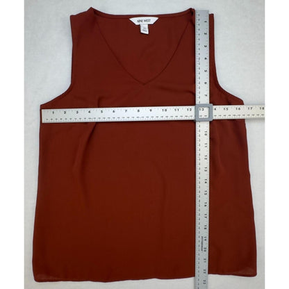 Nine West Top Sz XS Rust VNeck Sleeveless Layering Career