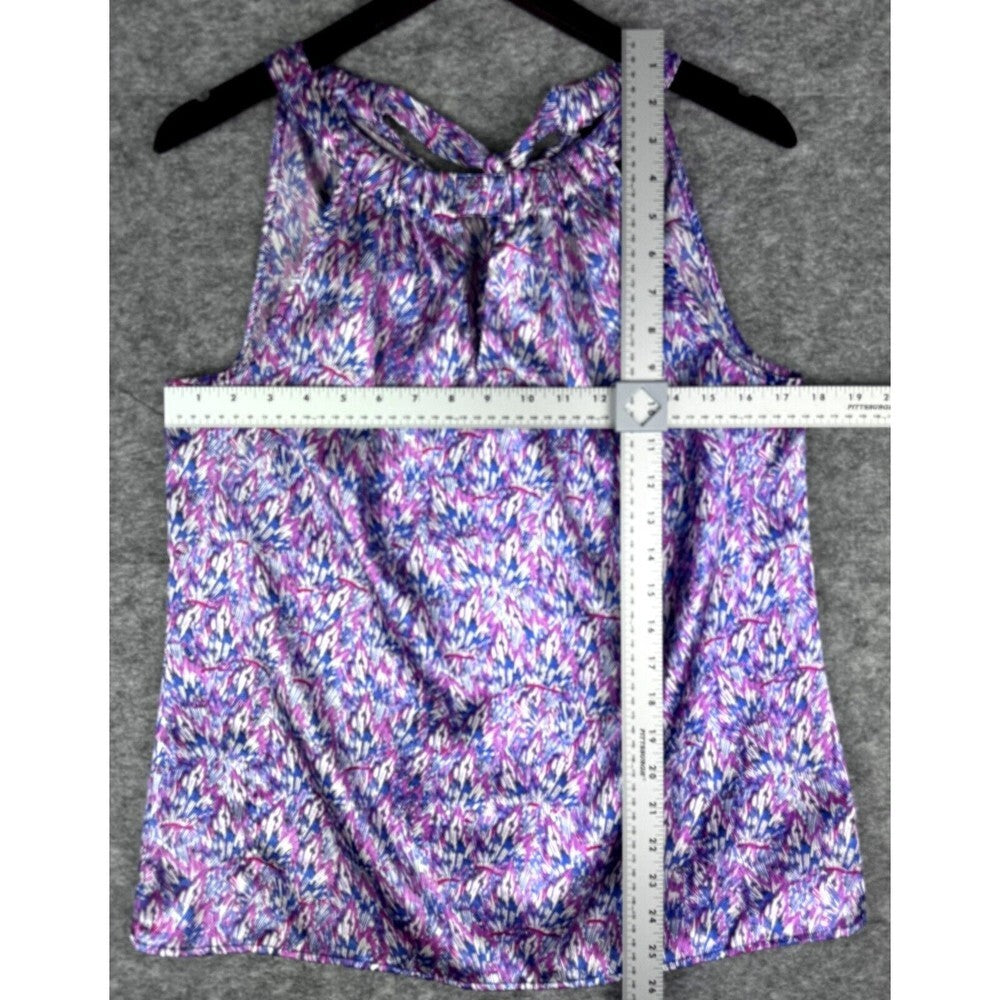 The Limited Woman’s Tie Neck Halter Tank Top Satin Feel Pink Blue Size Medium